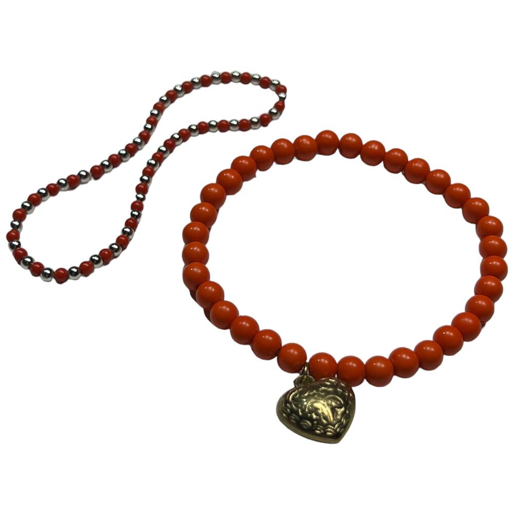 Orange, Gold, and Silver Beaded Bracelet